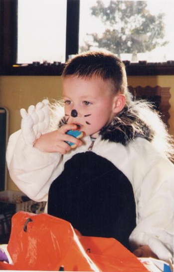 Eating his cookie...